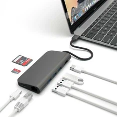 Aluminium Alloy av MultiPort Adapter 4K * 2K @ 30Hz HDMI, Typ C PD, Gigabit Ethernet, SD / Micro Card Reader